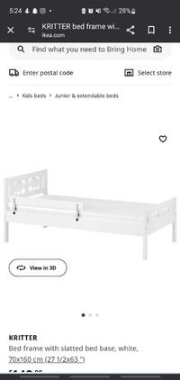 Ikea bed for kids with side guard and mattress