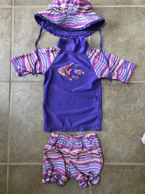 Toddler UV Skinz Sunny Swim Set with Reversible Sun Hat –Size 2T in Clothing - 2T in London