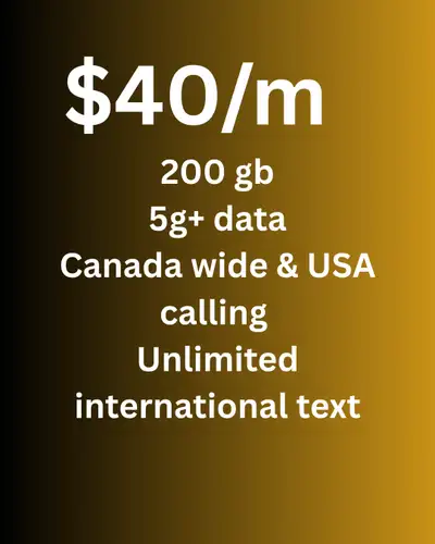 $40/m - 200 gb 5G+ DATA Realiable Rogers Network with CANADA - wide coverage Perfect for families, f...