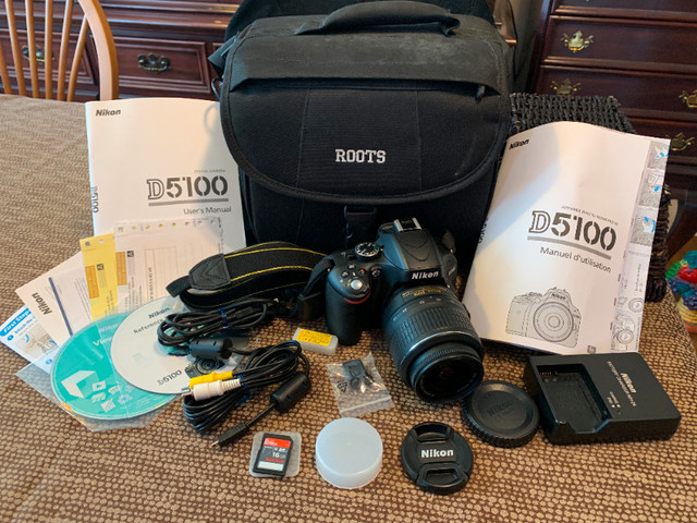 Nikon D5100 16.2MP Digital SLR Camera & 18-55mm VR Lens Black 62 in Cameras & Camcorders in Yarmouth