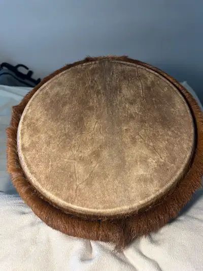 DJEMBE DEER SKIN WITH FUR AND BRAND NÉW TRANSPORT BAG, View more