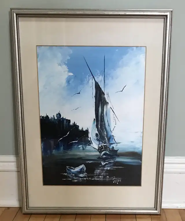 Signed Paque / Serge Paquet Sailing Ship Original Oil Painting in Arts & Collectibles in Ottawa - Image 5
