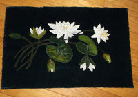 Beautiful Vintage Art-Painted "Water Lilies" on Black Velvet