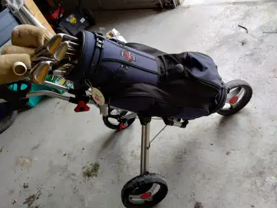 Golf Cart, Golf Bag, and Golf Clubs for Sale, View more