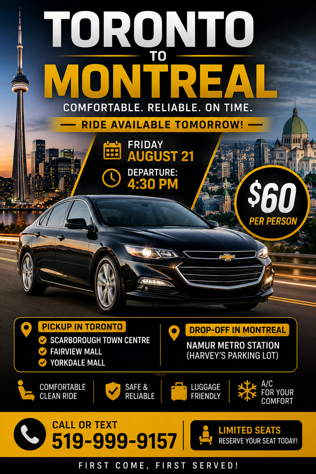 Toronto → Montreal — Sunday, August 23