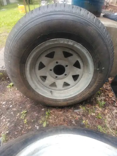 Tires hold air 5-bolt rims $50 each or $120 for all 3 Cash only no transfers or cheques