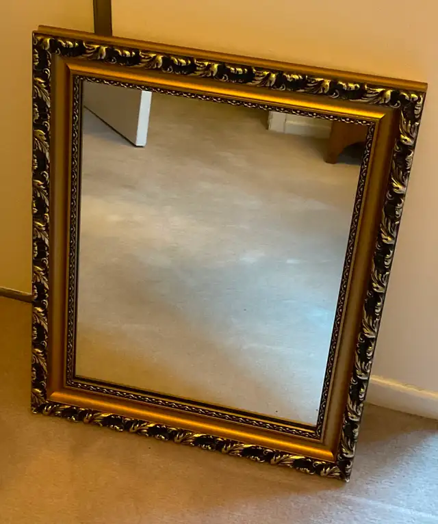 Mirror-  burnished gold and black wall mirror. in Other in Ottawa - Image 2