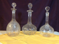 3 Vintage Crystal Cognac & Liqueur Decanters