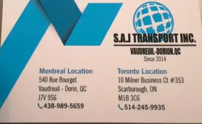 Transport S.A.J. Inc Is Now Hiring Class1 Drivers, View more