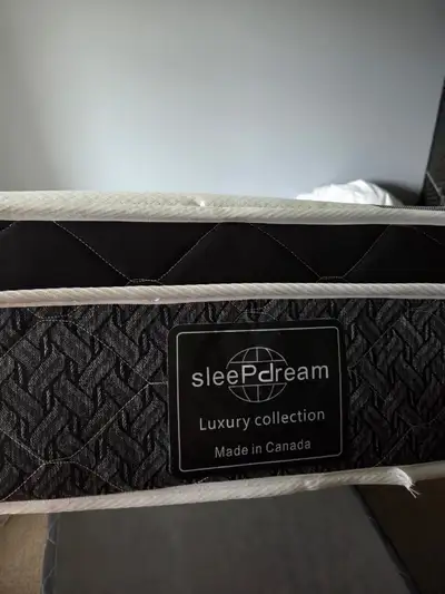 Twin Mattress with box spring, frame and 2 sets of bed sheets, View more