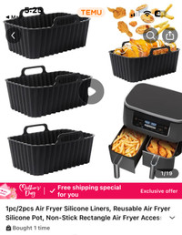 2 Silicone Ninja Air Fryer Basket Liners