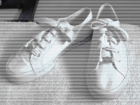 Chaussure femme lacets toile blanc, Sneaks, déco étoile, taille