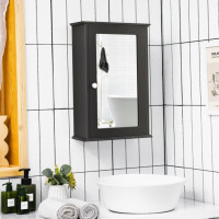 Bathroom Wall Cabinet With Single Mirror Door-Brown
