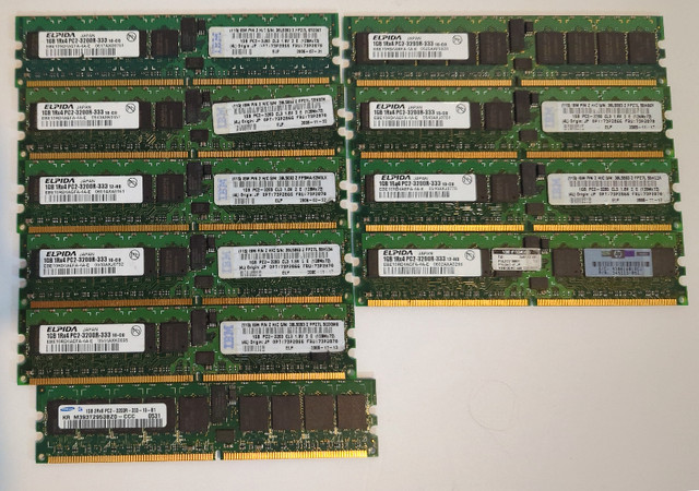 10x 1GB 1Rx4 PC2-3200R-333 Memory DIMMS in System Components in Thunder Bay - Image 2
