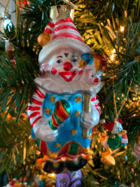 Vintage Inspired Glass Clown Ornament