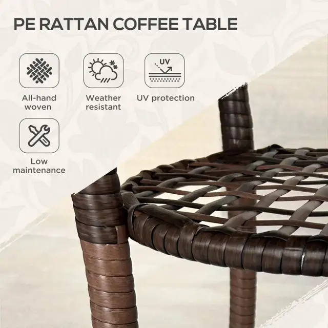 Outdoor Rattan Dining Table, Patio Wicker Round Coffee Table  in Other Tables in Markham / York Region - Image 5