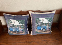 Antique car pillows set of 2 
