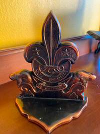 Vintage Canadian Boy Scouts Cast Metal Heavy Bookend Be Prepared