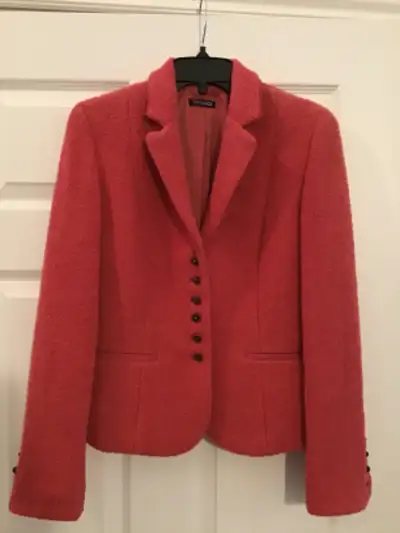TAHARI Blush coral pink tweed textured blazer size 6, View more