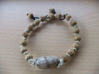 Shell and Wood Cotton Braided Bracelet, Hand-crafted in Canada