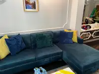 Great condition velvet blue sofa