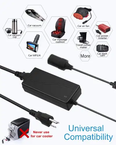 AC to DC Converter 12V 5A 60W 100-240V to 12V  Lighter Socket, View more