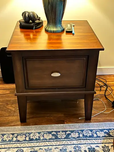 Pair of large wood end tables located in Borden, SK, View more