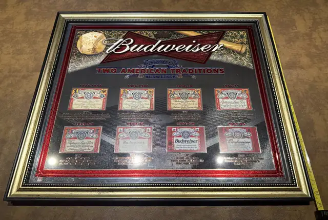  Budweiser Baseball Mirror 22 1/2“ x 26 1/2“ in Arts & Collectibles in Kawartha Lakes - Image 4