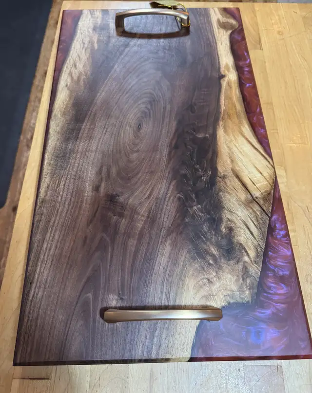 10” x 18” Black Walnut w/Dragons Breath epoxy charcuterie board