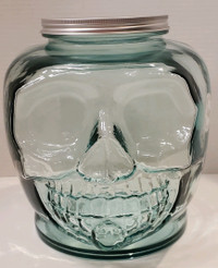 SanMiguelGlassHeadJarW Lid-Recycled Glass-Hand Made in Spain,$55