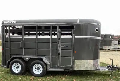 2024 Cornpro stock trailer Center door for 2 stalls 14 ft length 7ft height Floor with Rubber mats