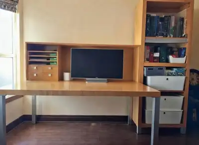 Wooden Desk & Adjustable Bookshelf, View more