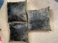 Black/Natural Leather Pillow set of 3