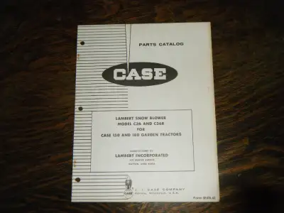 Case Snow Blower for  130, 180 Garden Tractors Parts Catalog, View more