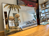 Miroir rétro flamand et palmier rectangle 86 cm x 56 cm 