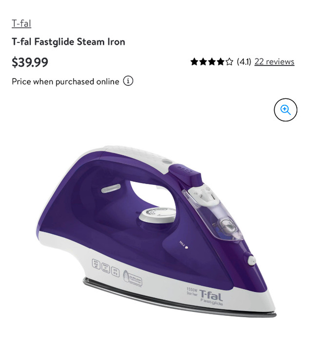 Tfal Fast glide steam iron in Irons & Garment Steamers in Mississauga / Peel Region