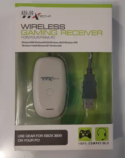 In stock we have wireless receivers to sync your xbox 360 controllers up to your computer, for $39.9...