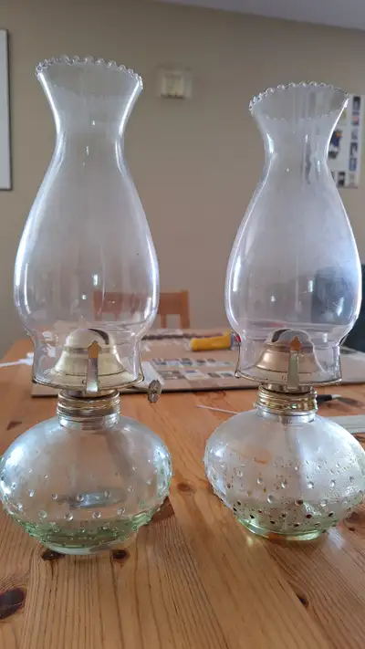 Functional Vintage Lamplight Farms Glass Oil Lamp with Beaded Chimney – Farmhouse Style. Great for P...