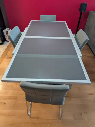 Structube dining room set with extendable glass table, View more