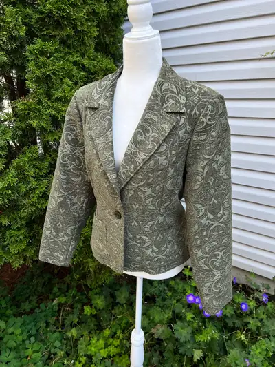 Textured Arabesque "tapestry"dark Olive jacket/suit, View more