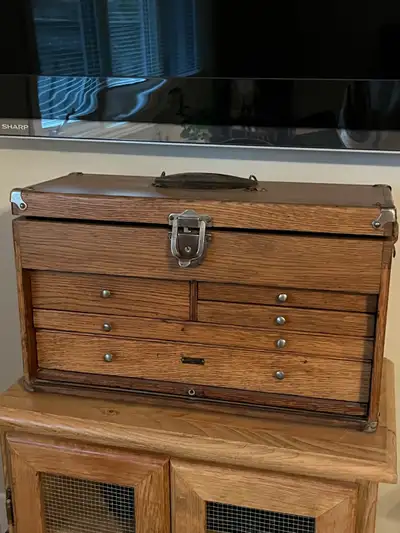 machinists wooden toolbox, View more