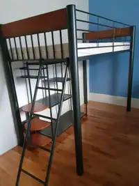 Loft Bed w/ shelving & clothes rack