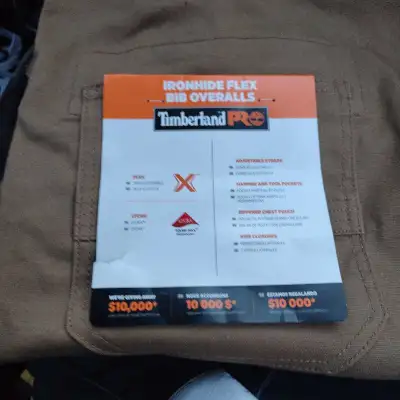 These are new Timberland PRO Ironhide Flex Bib Overalls, designed for durability and flexibility on...