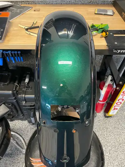 Replaced my rear fender on my Snake Venom Street Glide Special. Has a small dent and paint chipped o...