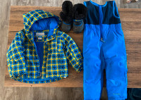 Boys size 2T Columbia snowsuit and matching Sorel boots size 6