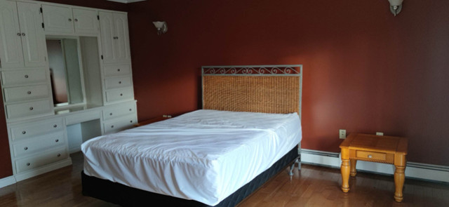 Pier 1 Queen size Headboard +Bed frame+Mattress+Boxspring in Beds & Mattresses in Charlottetown - Image 2