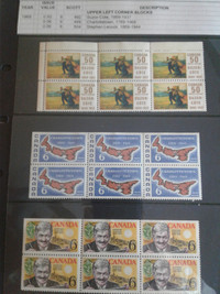 Canadian Stamps-Three Upper Corner Left Blocks from 1969