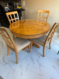 48” round Kitchen table set with four chairs and 24” insert 