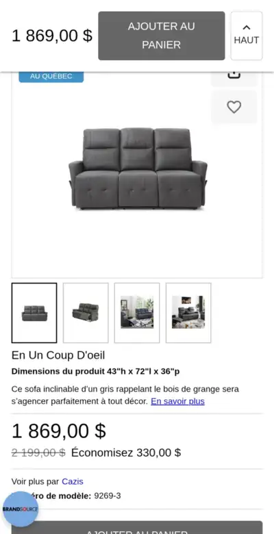 Sofa inclinable Cazis Faro, View more