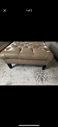 Beige Leather Ottoman - mint condition